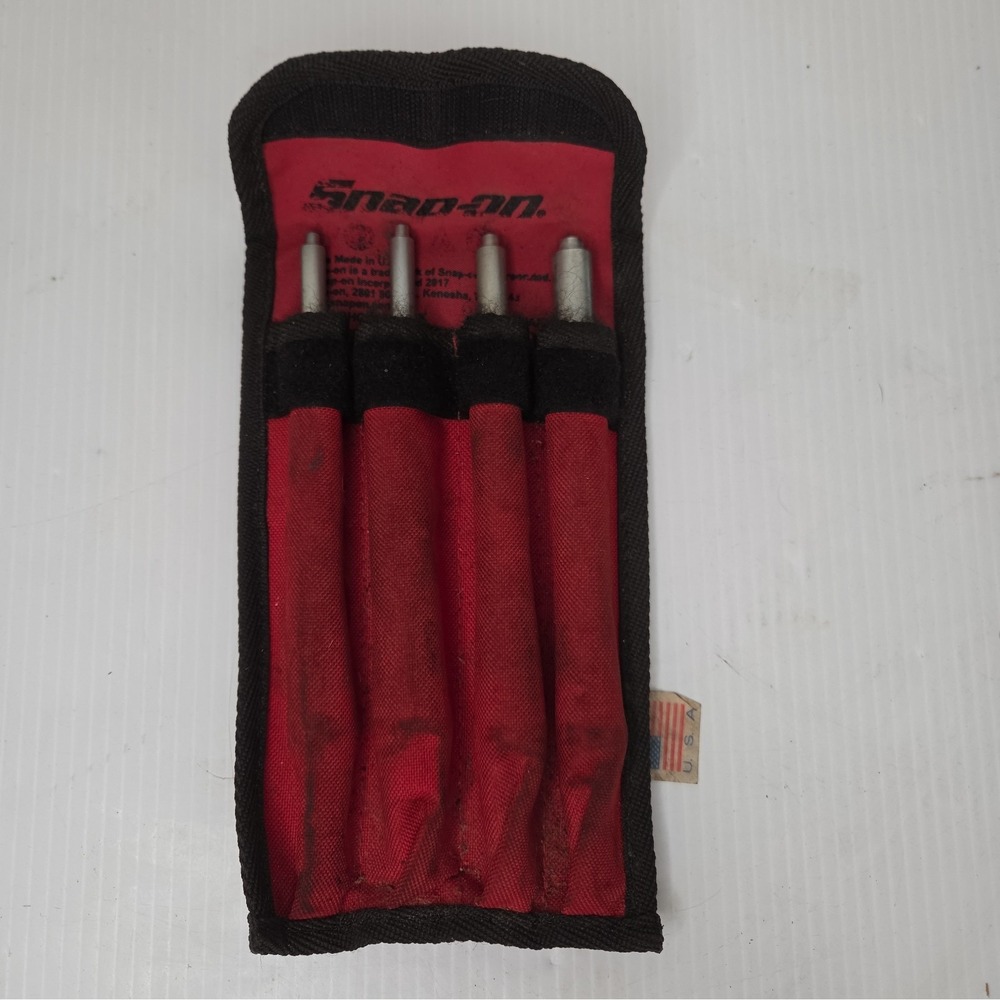 Snap-on 4pc Roll Pin Punch Air Hammer Bit Set PHG1004RPBK Red Pouch USA